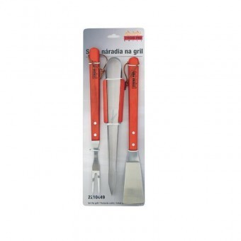 Set 3 ustensile pentru gratar, Strend Pro BBQ S12049, inox, maner de lemn foto