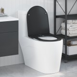 Scaun de toaletă cu eliberare rapidă și &icirc;nchidere moale - Duroplast, Negru, vidaXL
