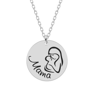 Silvia- Colier personalizat din argint 925 Mama si bebe - banut foto