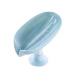 Suport săpun eMazing, cu scurgere și ventuză, finisaj lucios, material ABS, dimensiuni 13 x 8.5 x 10.5 cm, culoare albastră
