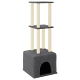 Cumpara ieftin Ansamblu pisici cu stalpi din funie sisal, gri inchis, 133,5 cm