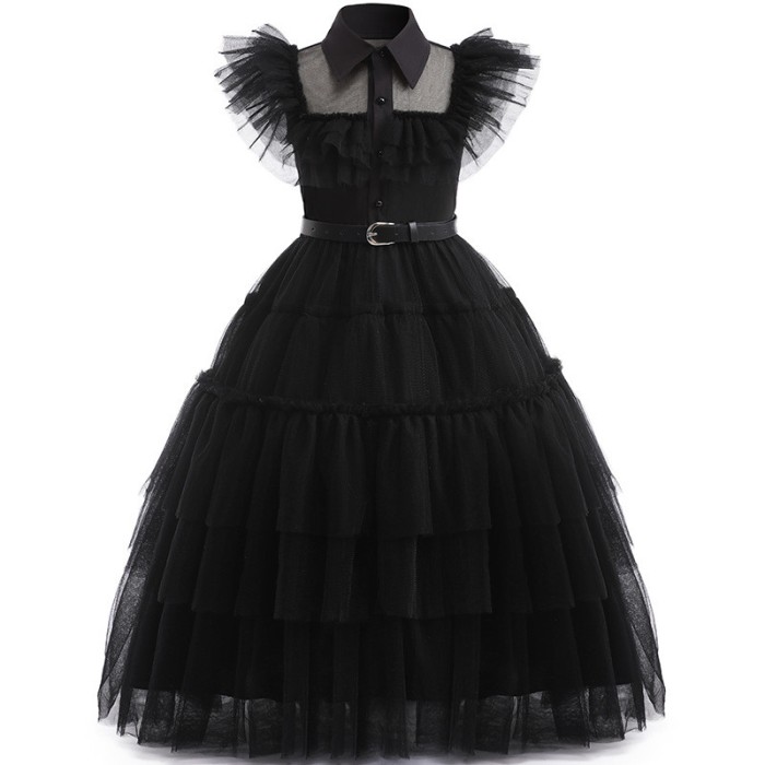 Rochie neagra model Wednesday, fete 120 cm, USSPY