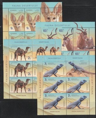 Fauna deșertului - camila, vulpe, soparla, antilopa, minicoli de 5 timbre și 1 vinietă, 2021, LP 2334c, MNH foto
