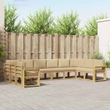 vidaXL Set de canapele de exterior cu pernă 10 pcs Alb și Bej 3388297