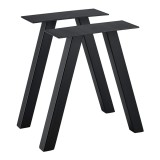 Set 2 bucati picioare banca Mariager 42 x 40 cm otel negru mat [en.casa] HausGarden Leisure