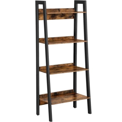 VASAGLE Biblioteca tip scara, cadru otel cu 4 polite din MDF, stil industrial, 56x34x138cm, maro rustic si negru Household NewTrend foto