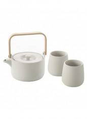 Set ceainic si 2 cani Sanyo, ceramica, alb foto