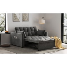 Canapea extensibila 2 locuri 140x77x90 cm Tapitata Stofa Gri Model One (cod:25085)