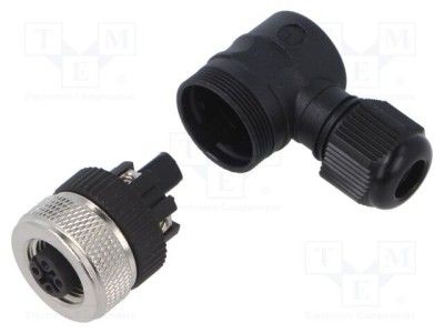 Conector M12 mufă mamă 5 pini 4A 30V IP67 unghiular pe cablu LUTRONIC foto