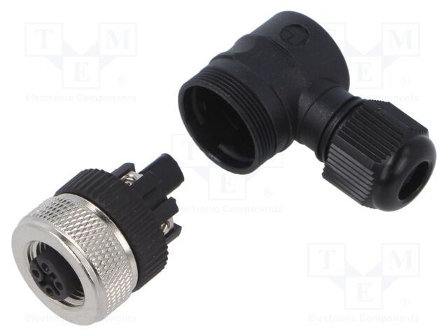 Conector M12 mufă mamă 5 pini 4A 30V IP67 unghiular pe cablu LUTRONIC