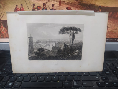 Gravură &amp;icirc;n oțel, Rome, Roma, Vue Generale, Rouargue, Paris 1853, 035 foto