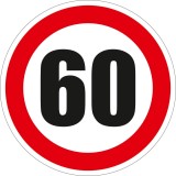 Indicator semnalizare Limitare viteza 60, autocolant, diametru 12 cm