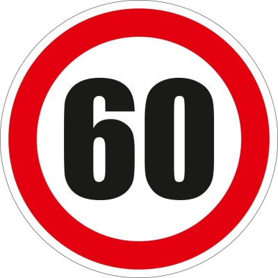 Indicator semnalizare Limitare viteza 60, autocolant, diametru 12 cm foto