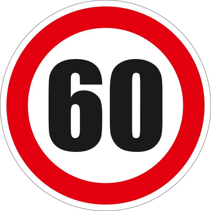 Indicator semnalizare Limitare viteza 60, autocolant, diametru 12 cm