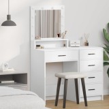 Masă de toaletă cu lumini LED, alb, 50x41x135 cm