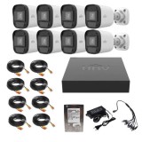 Sistem supraveghere Uniview, 8 camere, 2MP, IR 20m, microfon, XVR 8 canale 2MP + 2 canale IP 6MP, HDD 1TB si accesorii montaj SafetyGuard Surveillance