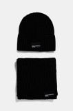 Karl Lagerfeld Jeans căciulă și eșarfă din amestec de l&acirc;nă culoarea negru, A4W34000