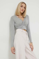 Abercrombie &amp; Fitch bluza femei, culoarea gri, neted