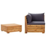 Cumpara ieftin Set mobilier gradina cu perne, 2 piese, lemn masiv de acacia