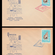 Expozitia filatelica LITORAL 1968, plicuri stampile speciale Mamaia, Eforie Nord