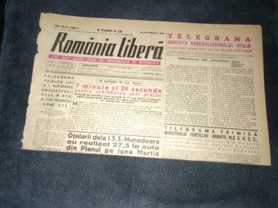 ZIARUL ROMANIA LIBERA 24 FEBRUARIE 1949 foto