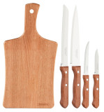 Set 4 cutite, inox, maner din lemn natural de Jatoba ProChef Cookware, Tramontina