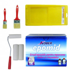 1 x Set vopsea cada kober + Tava pentru trafalet, 2 Rezerve + 1 x Pensula 60/40 foto