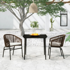 Set de mobilier pentru gradina, 3 piese, maro