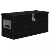 vidaXL Ladă de aluminiu, negru, 80 x 30 x 35 cm