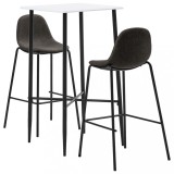 VidaXL Set mobilier de bar, 3 piese, gri &icirc;nchis, material textil