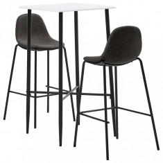 vidaXL Set mobilier de bar, 3 piese, gri închis, material textil