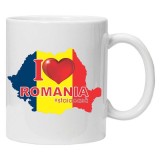 Cana alba personalizata &quot;i love romania&quot;, INOVATIX&reg;️. 330ml
