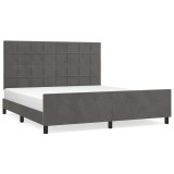 Cumpara ieftin Cadru de pat cu tablie, gri inchis, 180x200 cm, catifea