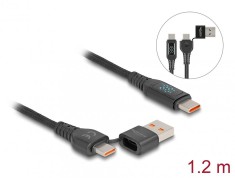 Cablu Fast charging USB 2.0 type C + adaptor USB-A la USB type C 140W cu indicator LED 1.2m, Delock 88137