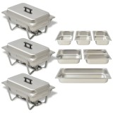 VidaXL Set vase &icirc;ncălzire m&acirc;ncare, 3 piese, oțel inoxidabil