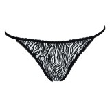 Chiloți string satinați cu dantelă, model zebră, One Size, CMCLASS