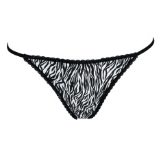 Chiloți string satinați cu dantelă, model zebră, One Size, CMCLASS