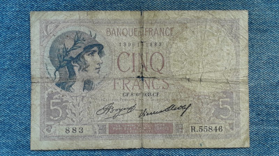 5 Francs 1933 Franta / seria 55846 foto