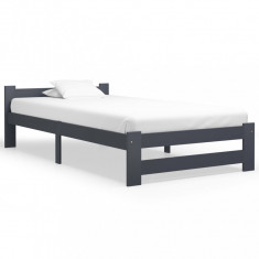 vidaXL Cadru de pat, gri închis, 100x200 cm, lemn masiv de pin