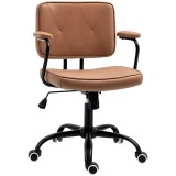 Vinsetto Scaun de birou cu rotile, scaun de birou reglabil inaltime cu functie de leganare rotire 360&deg; inclinabil spuma maro 61 x 58 x 82-91 cm | Aoso