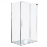 Cabină de duș pătrată asimetrică Fabio, fără cădiță, cu finisaj Easy Clean, 120x90x200 cm