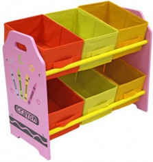 Organizator jucarii Copii Fun cu cadru din lemn Pink Crayon foto