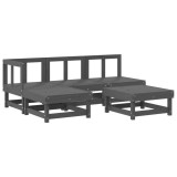 Set mobilier relaxare de gradina 5 piese gri lemn masiv de pin