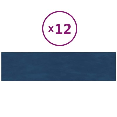 Panouri de perete 12 buc. albastru 60x15 cm catifea 1,08 m&amp;sup2; foto