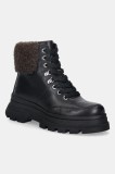 BOSS botine Foster culoarea negru, cu toc plat, 50552767