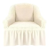 Husa Fotoliu Elastica cu Volane, Alb - HSE17