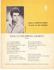 AS - PARTITURA - FATA CU PALARIUTA GALBENA - MUZICA: EMANUEL IONESCU, VERSURI: DAN GHITESCU, partitura este completa
