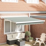 vidaXL Marchiză retractabilă automată verde și albă 350x250 cm
