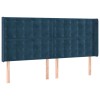 Tablie pat cu urechi albastru inchis 203x16x118/128 cm catifea