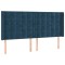 Tablie pat cu urechi albastru inchis 203x16x118/128 cm catifea